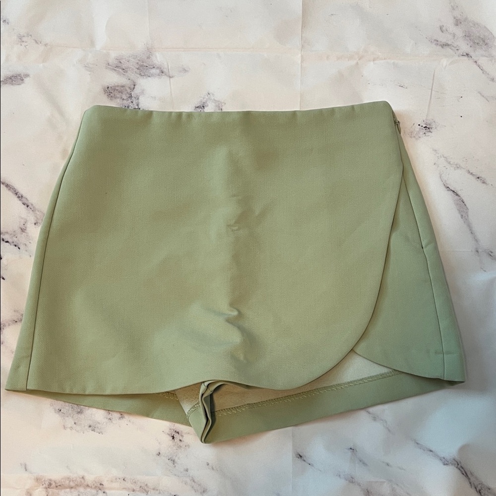 Zara Muted Green Mini Skort -Size Small